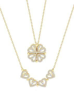 Clover and Heart Necklace - Gold